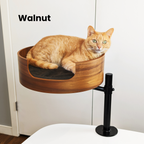 Desk-Mounted Cat Bed for Workspaces, Elevated Single or Double Nest in Walnut and White Oak Finishes source image 3