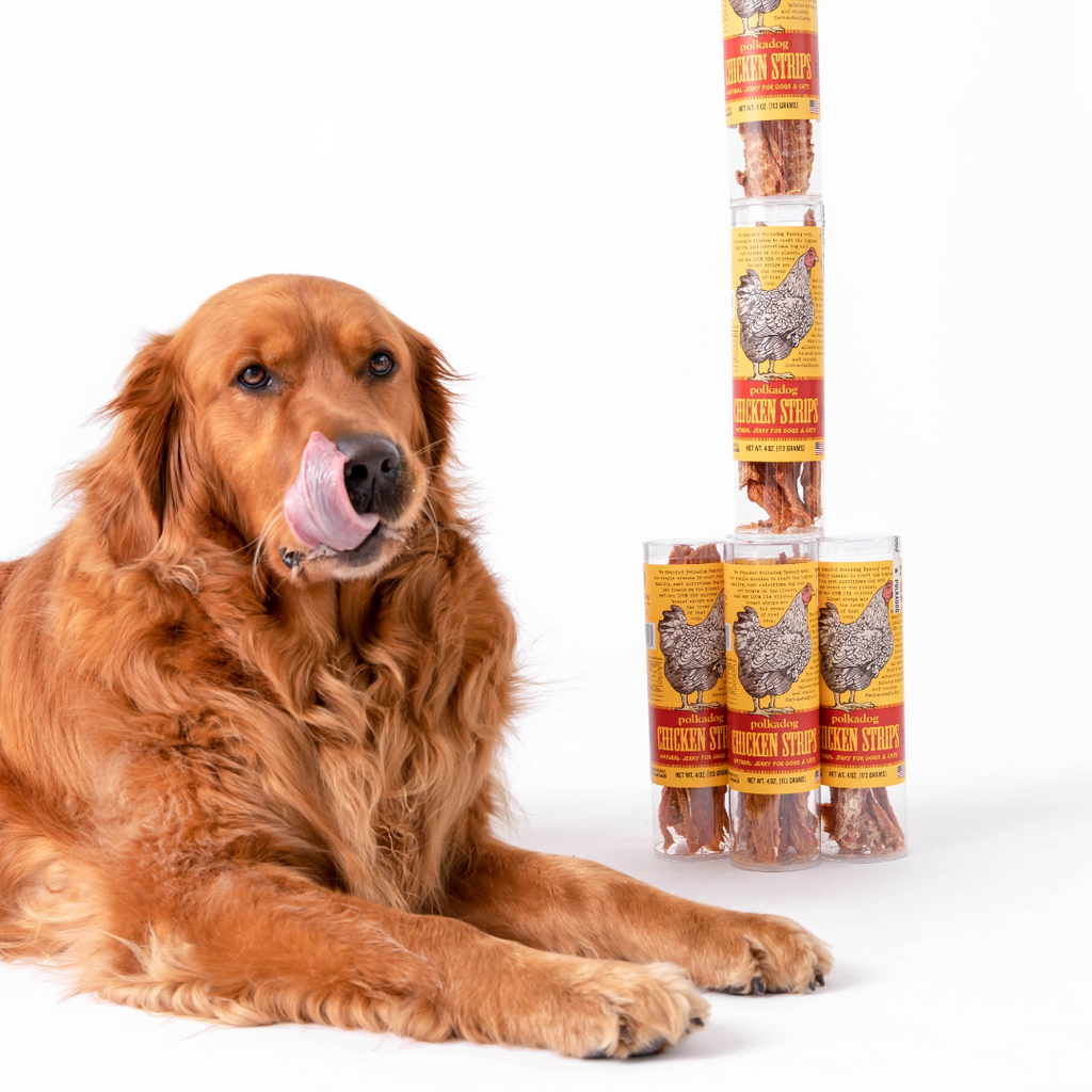 Polkadog Chicken Strip Jerky dog treats 4oz tube