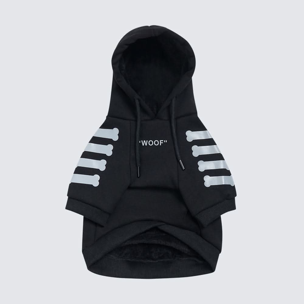 Black Reflective Dog Hoodie with Fleece Lining and Leash Opening for Comfortable Cold-Weather Walks product image 3