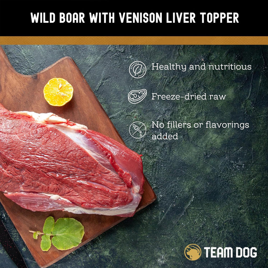 Freeze Dried Dog Food Topper, Wild Boar and Venison Liver Recipe in a 5 oz Bag for Daily Meals source image 3