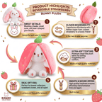 Reversible Bunny Plush Toy Transforming into Strawberry or Carrot Designs in Three Soft Sizes source image 2