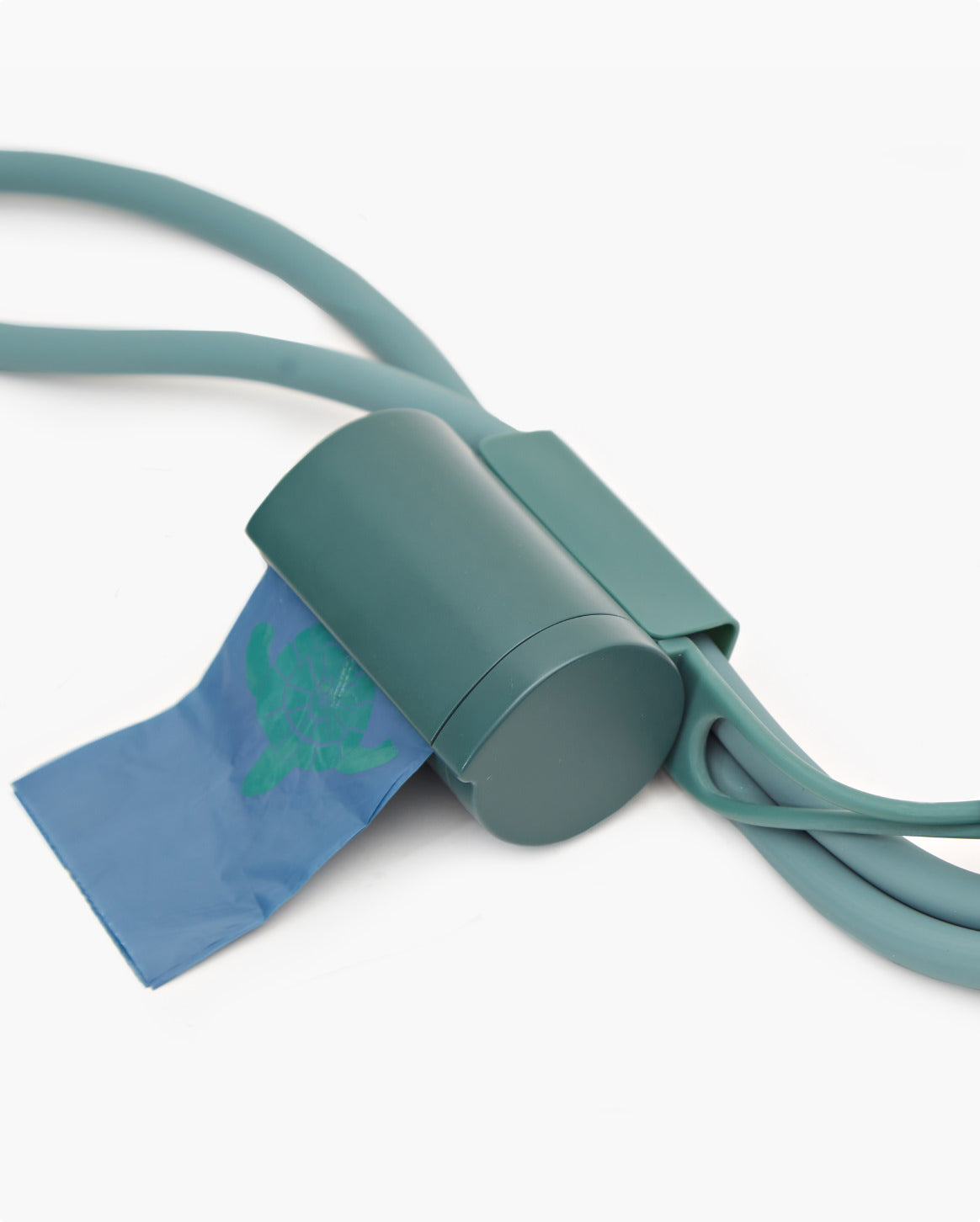 Silicone Dog Waste Bag Holder, One-Handed Dispenser with Dual Leash Attachments and 45 Included Bags source image 4