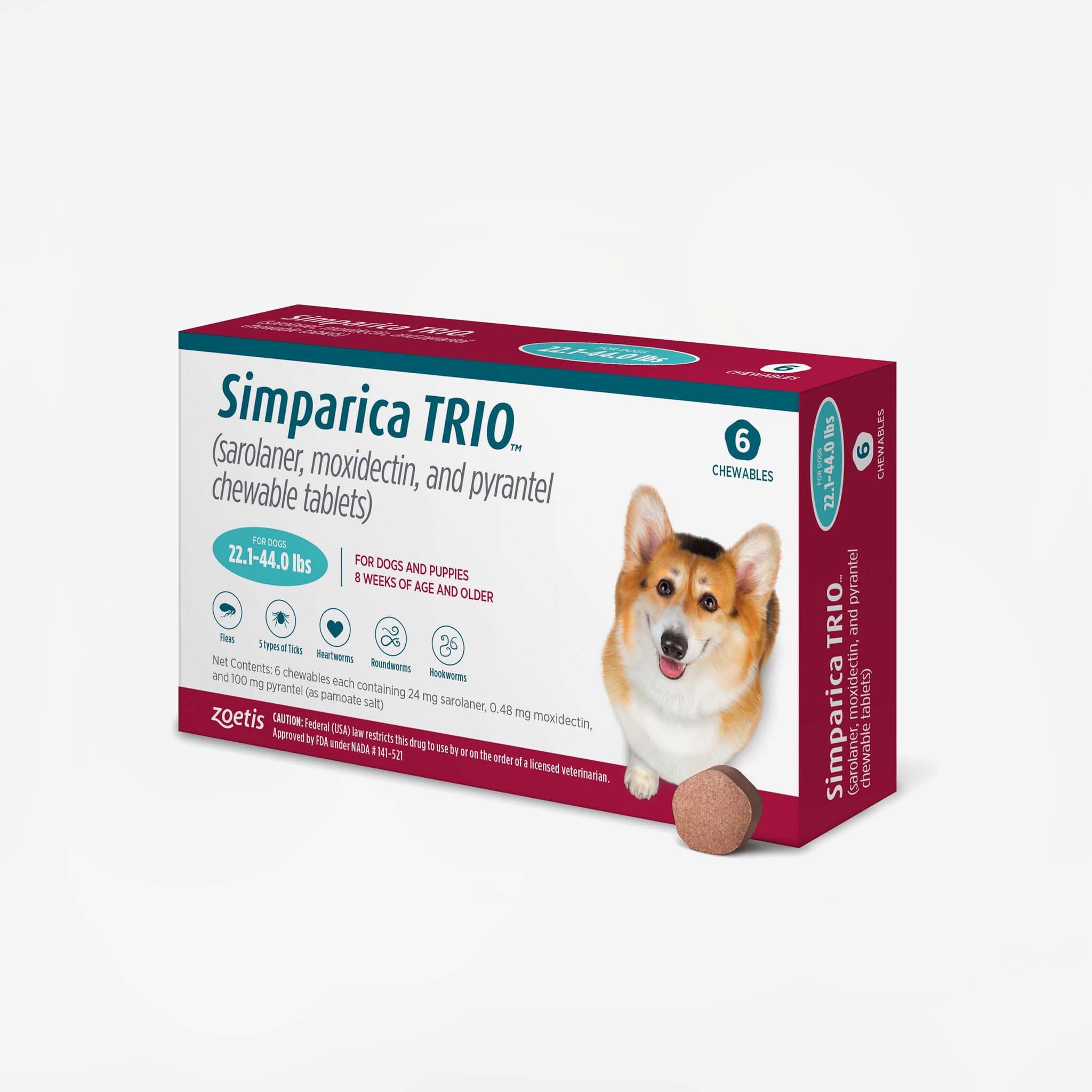 Prescription Flea and Tick Chewable for Dogs, Six Monthly Tablets Covering Heartworm and Intestinal Parasites source image 4