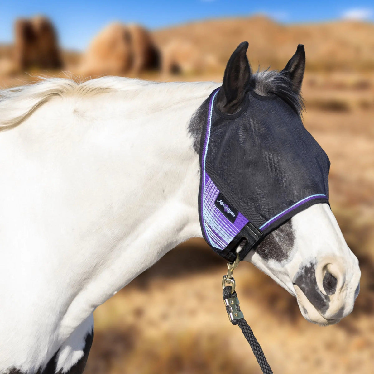 90% UV-Blocking Horse Fly Mask and Halter, Breathable Fleece-Lined Protection for Year-Round Wear source image 4