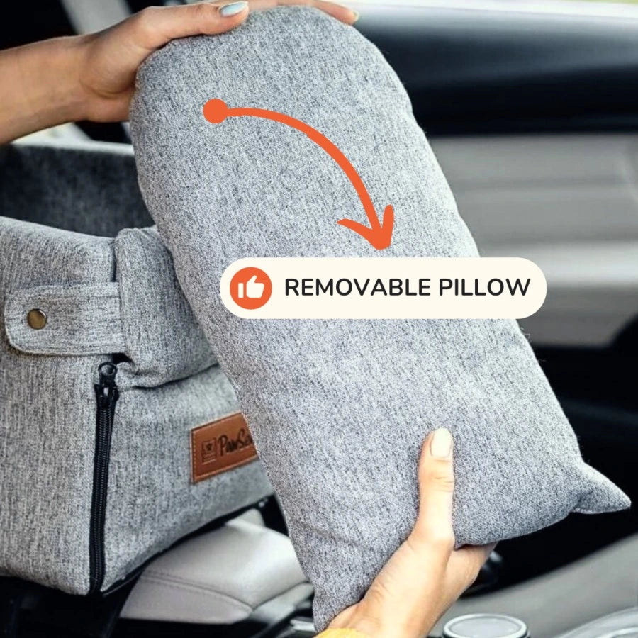 Pet Car Booster Seat and Carrier for Small Pets, Convertible Travel Basket with Safety Tether and Pillow source image 4