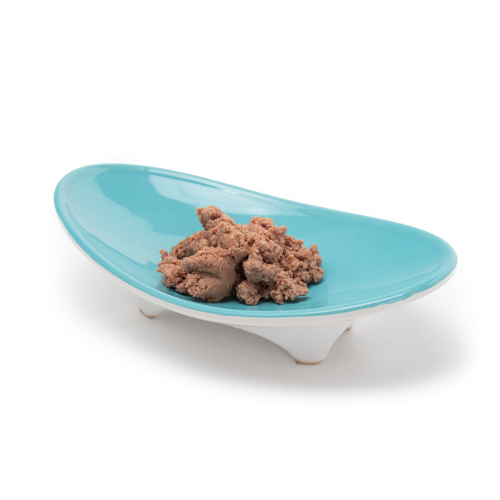 Elevated Oval Ceramic Cat Bowl with Wide Whisker-Friendly Shape for Wet or Dry Food and Easier Mealtimes source image 4