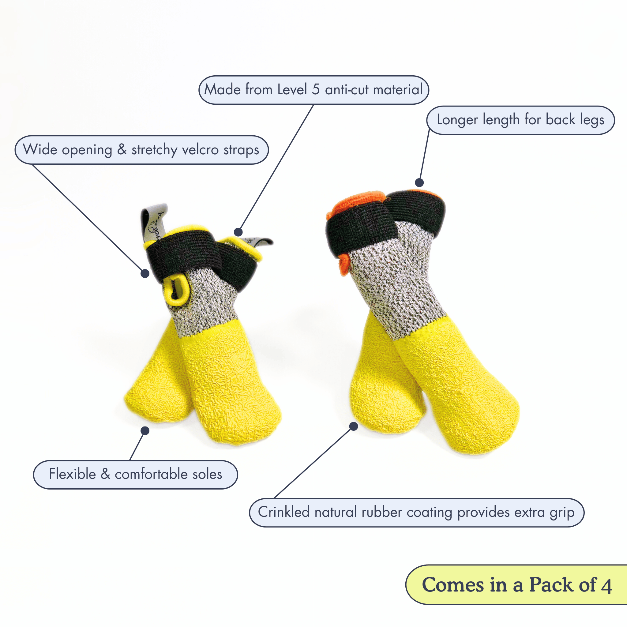 All-Season Dog Boots, Flexible Grip Soles in a Lightweight Set of Four for Hot Pavement and Winter Walks source image 4