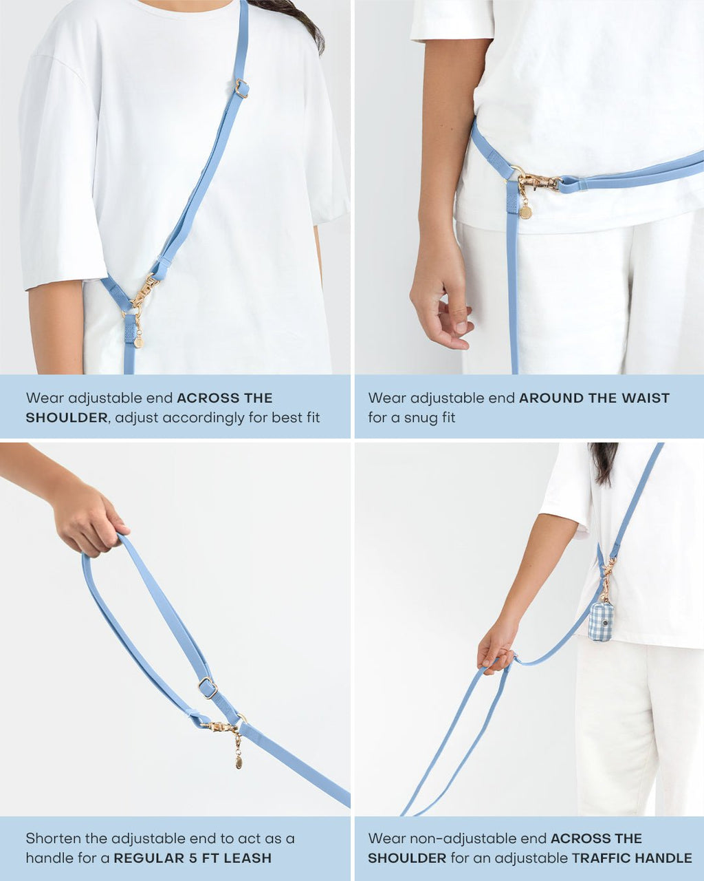 Hands-Free Dog Leash in Espresso Brown, Four Convertible Carry Modes in Standard and Wide Widths source image 4