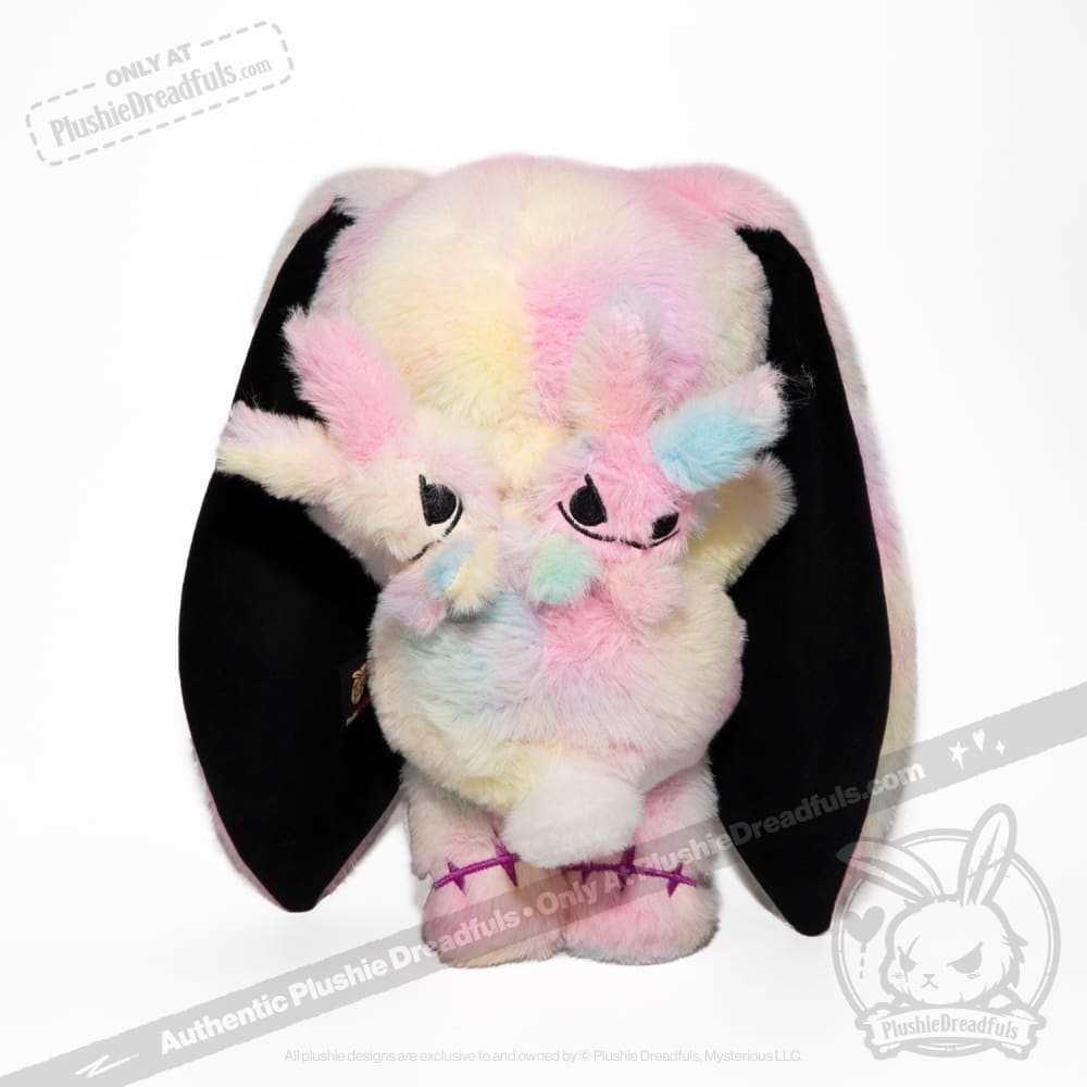 Tie-Dye Anxiety Rabbit Plush Set, 50 cm Character with Two Worry Bunnies Stored Inside the Zippered Body source image 4