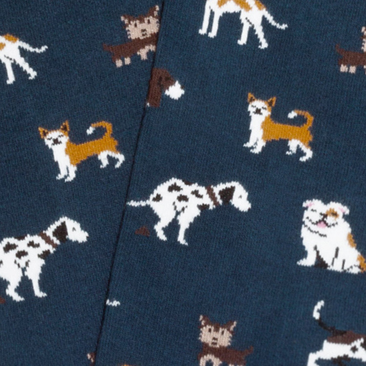 Dog Print Crew Socks in Dark Blue, Unisex Mid-Calf Casual Style Featuring Popular Breeds in Two Sizes source image 4