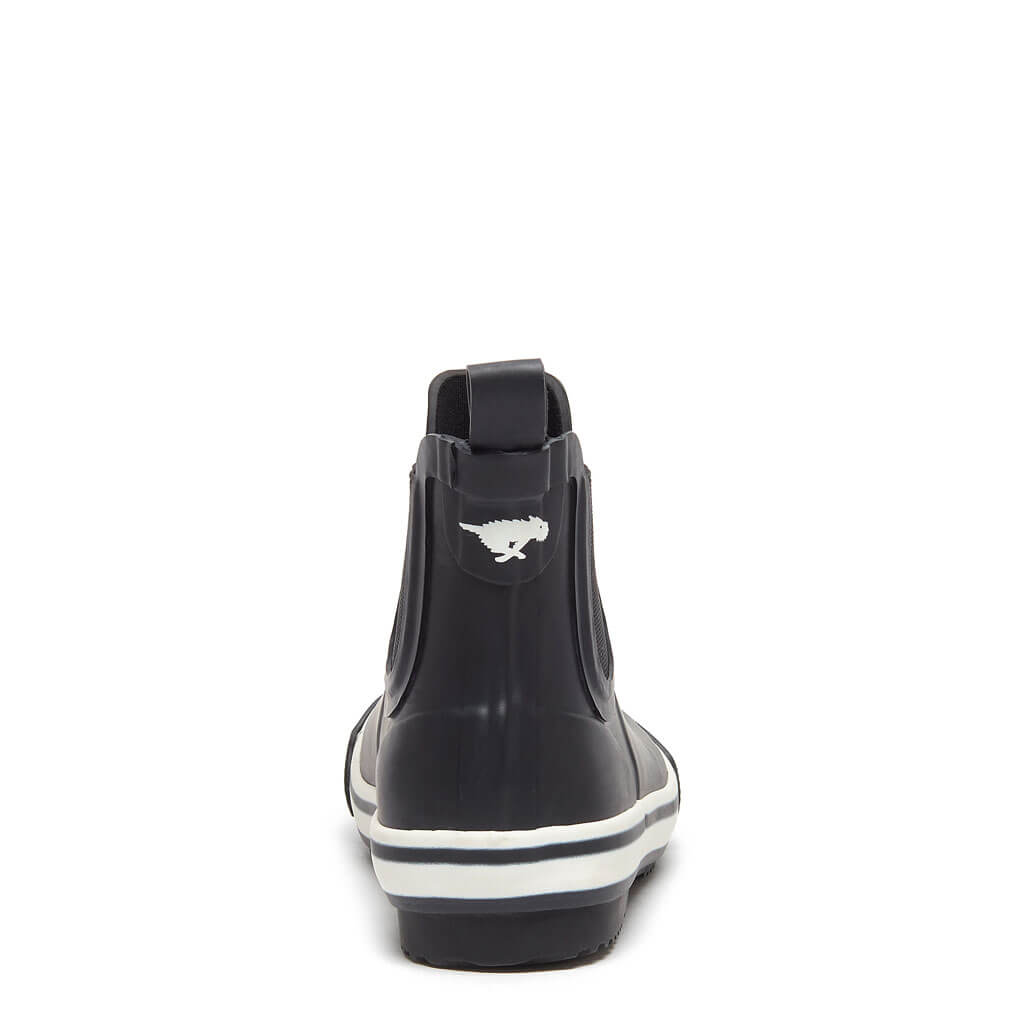 Women's Black Rubber Rain Booties for Wet Weather, Featuring Treaded Soles and Easy Pull-On Heel Loops source image 4