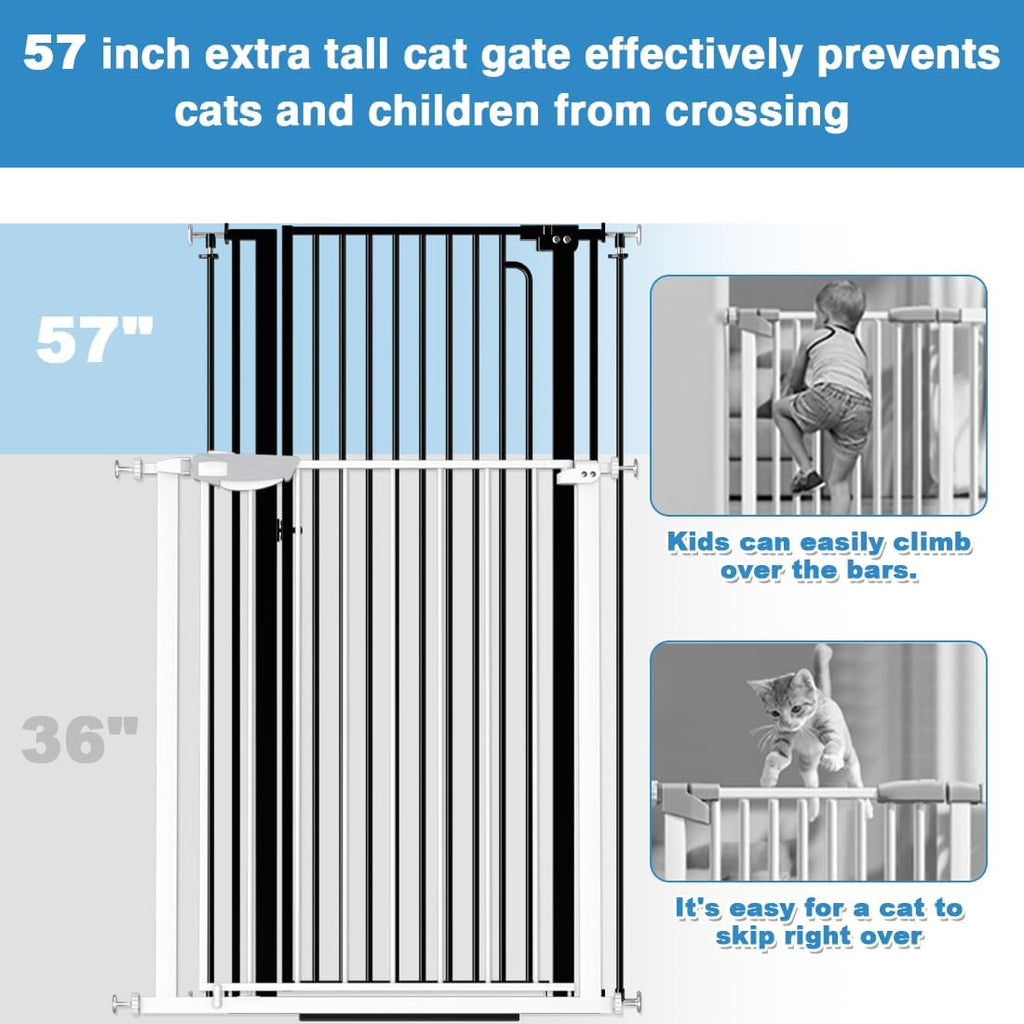 Extra Tall Walk-Through Pet Gate, 57-Inch Pressure-Mounted Steel Barrier in Six Width Ranges source image 4