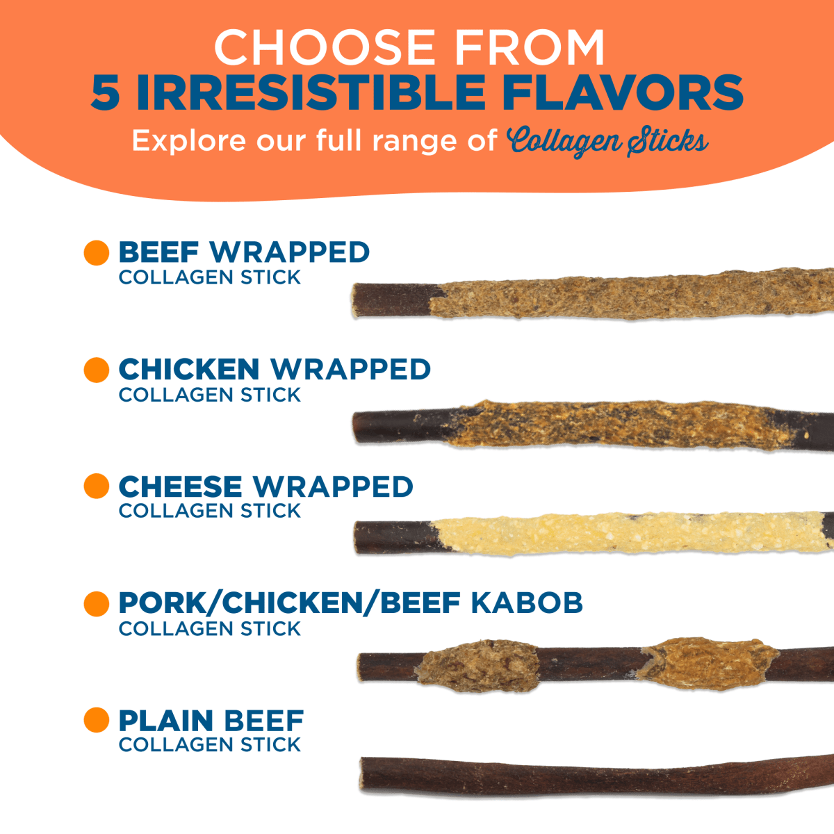 Six-Inch Collagen Dog Chew Kabobs Wrapped in Beef, Chicken and Pork, Multipacks for Small and Medium Breeds source image 4
