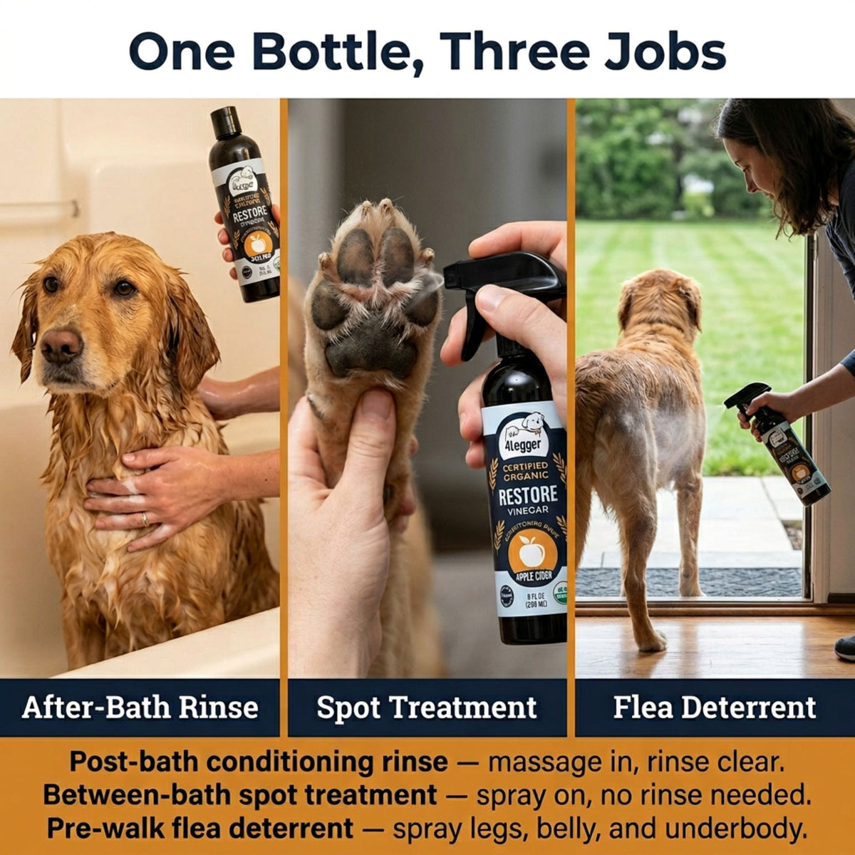 Organic Dog Conditioning Rinse with Apple Cider Vinegar, 8 oz or 16 oz for Coat Care Between Baths source image 4