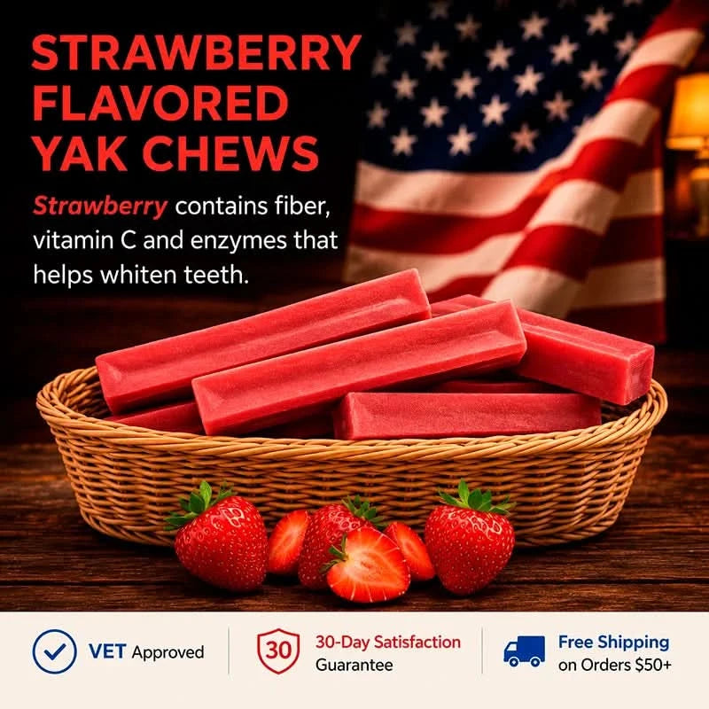 Flavored Himalayan Yak Dog Chews in Blueberry, Coconut and Strawberry, Small or Large Sizes source image 4
