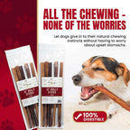 Close-up of a Regular Bully Stick showcasing baked, single-ingredient meaty texture on white background
