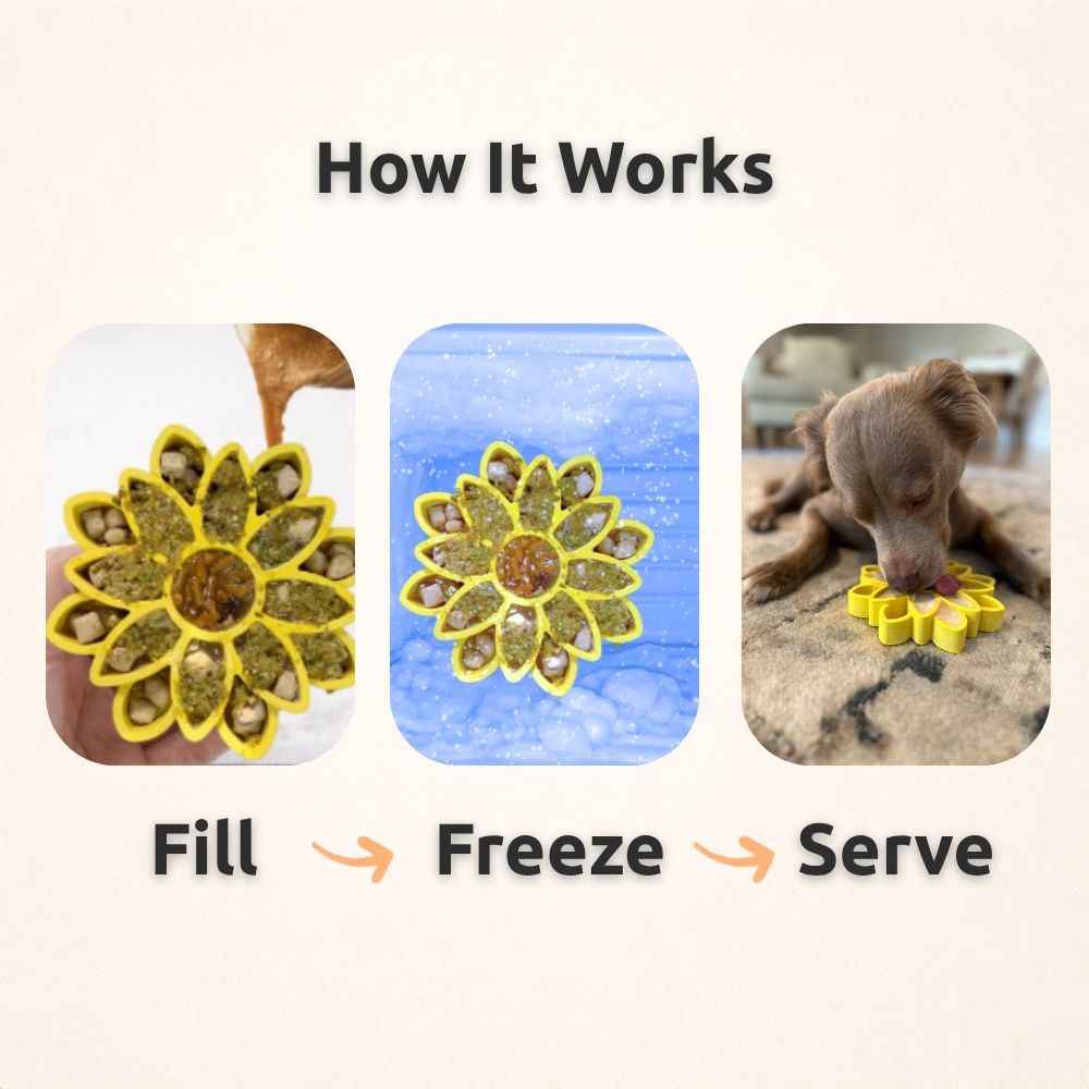 Frozen Sunflower Dog Toy for Licking and Chewing, Large Treat-Fillable Design in Three Bright Colors source image 4