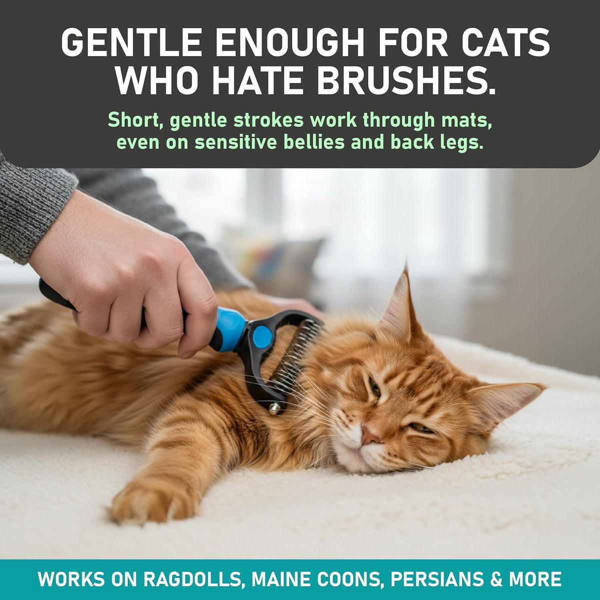 Dual-Sided Pet Dematting and Deshedding Brush product image 4