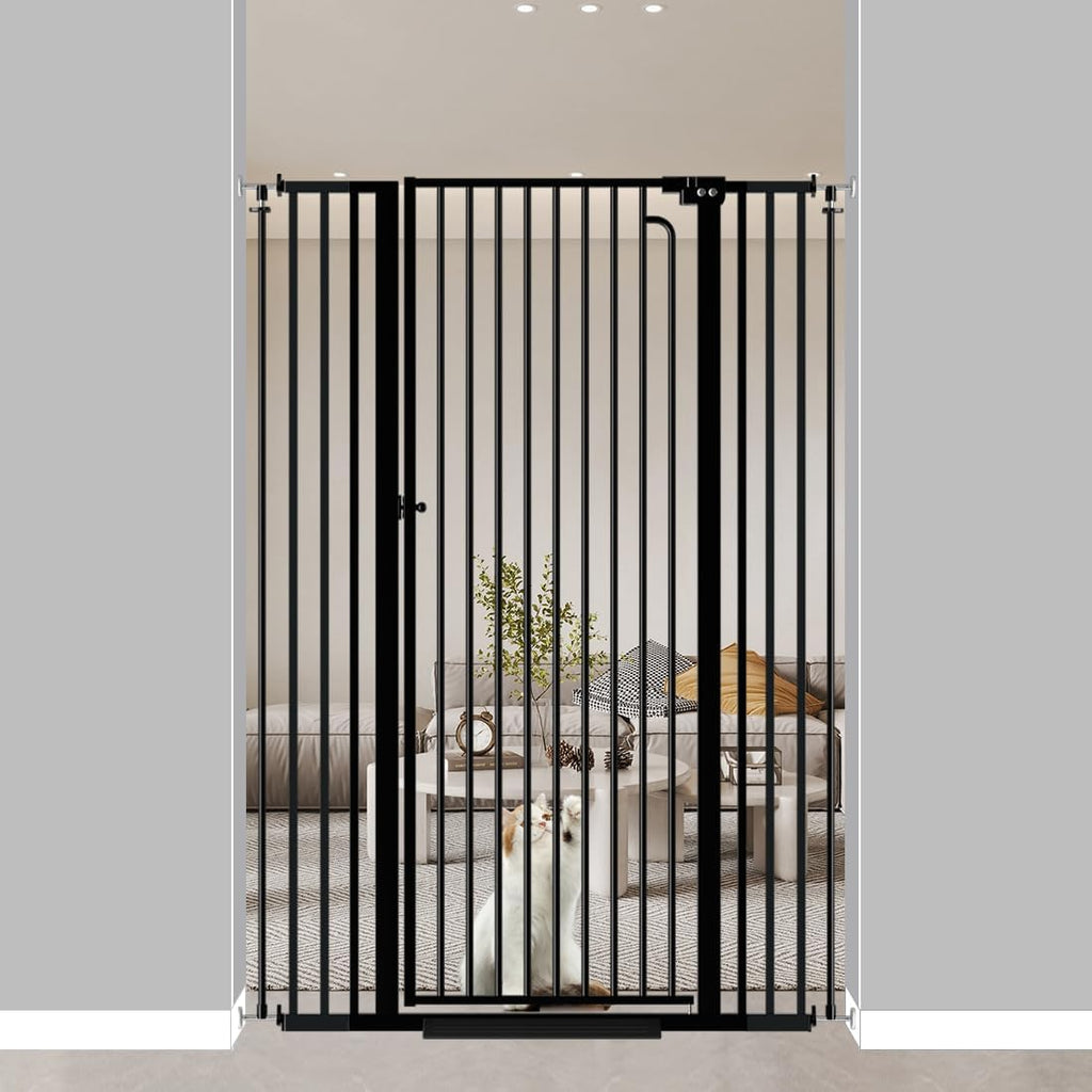 Extra Tall Walk-Through Pet Gate, 57-Inch Pressure-Mounted Steel Barrier in Six Width Ranges source image 5