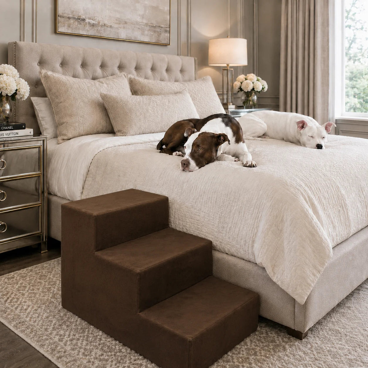 Foam Pet Stairs for Beds and Sofas, Supportive Micro Suede Steps in Three Heights and Four Colors source image 5