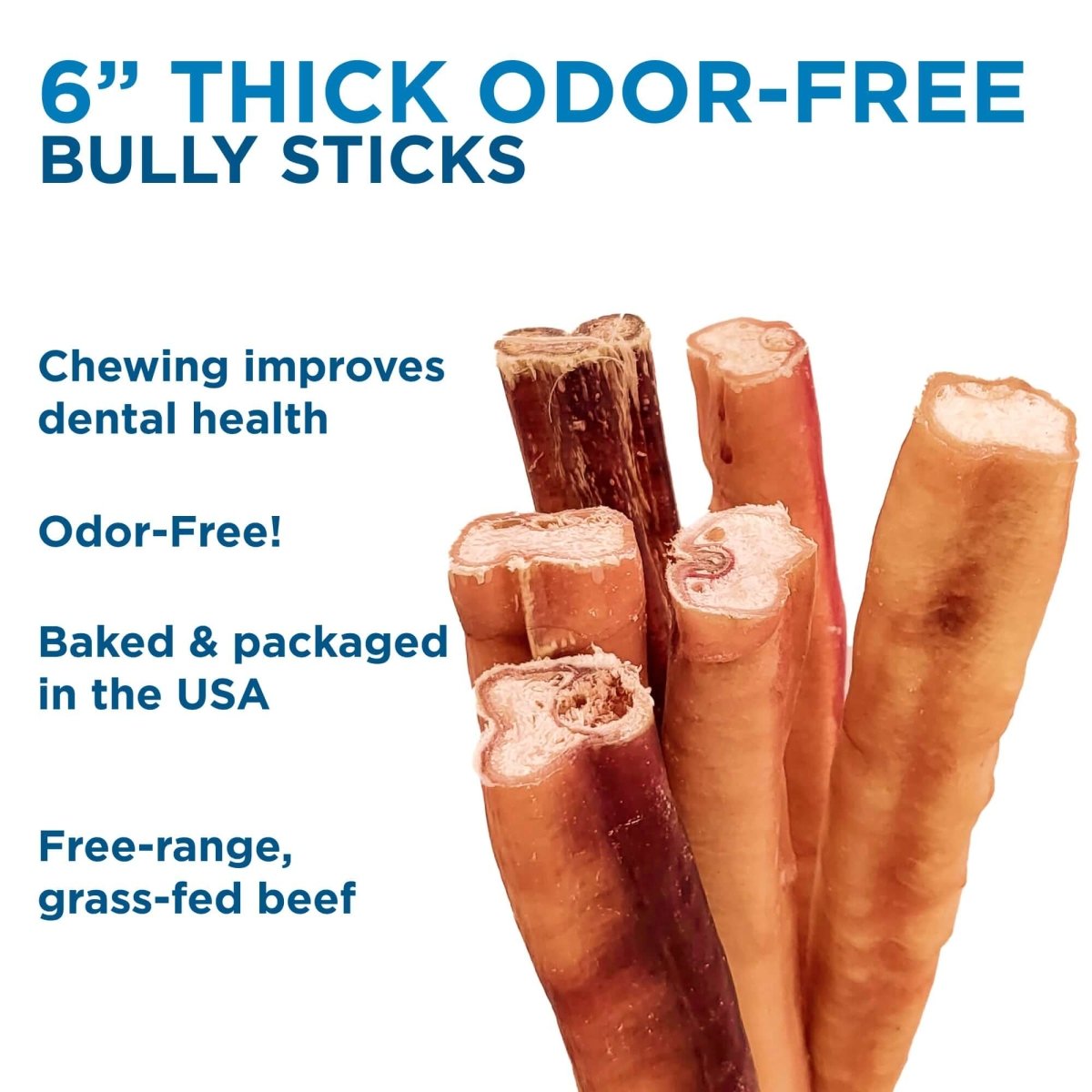 Six-Inch Thick Odor-Free Bully Sticks, Single-Ingredient Beef Chews for Medium and Strong Chewers source image 5