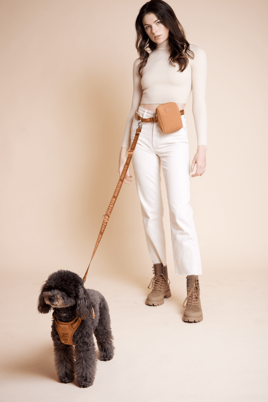 Hands-Free Dog Walking Set for Waist or Shoulder Wear, Neoprene Harness and Compact Pouch Bundle source image 5