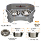 Elevated Slow Feeder Station for Dogs, Stainless Steel Bowl Set and Spill-Catching Basin in Three Sizes source image 5