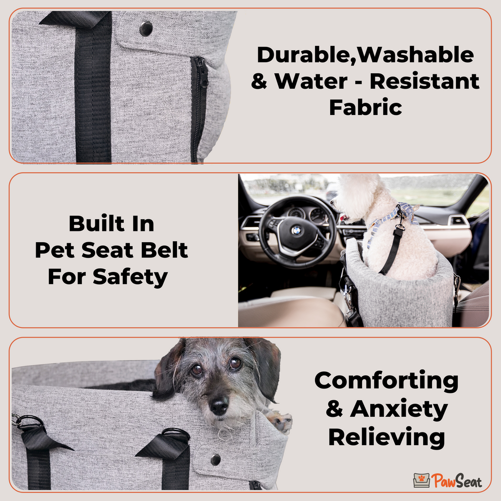 Pet Car Booster Seat and Carrier for Small Pets, Convertible Travel Basket with Safety Tether and Pillow source image 5