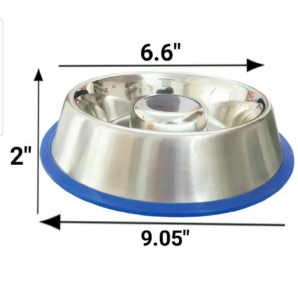 Stainless Steel Slow Feeder Dog Bowl with Non-Slip Silicone Base, Three Capacities for Wet or Dry Food source image 5