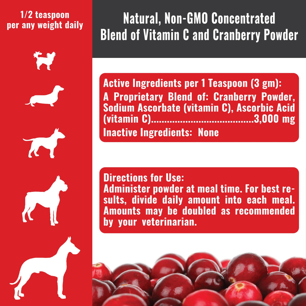 Dog Vitamin C Supplement in Powder or Capsule Form, Cranberry Blend for Daily Mealtime Feeding source image 5