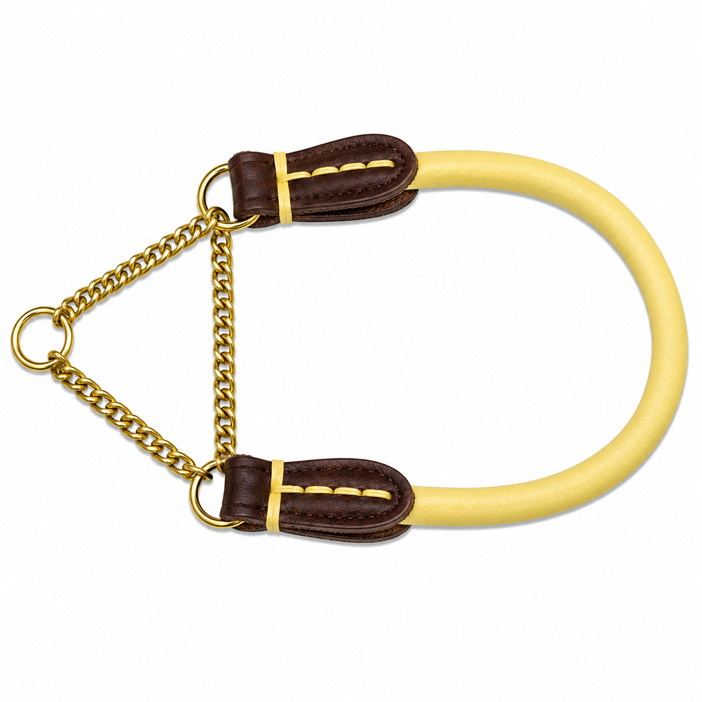 Rolled Leather Martingale Dog Collar, Seam-Free Round Design for Controlled Walks in 10 to 22 Inch Sizes source image 5