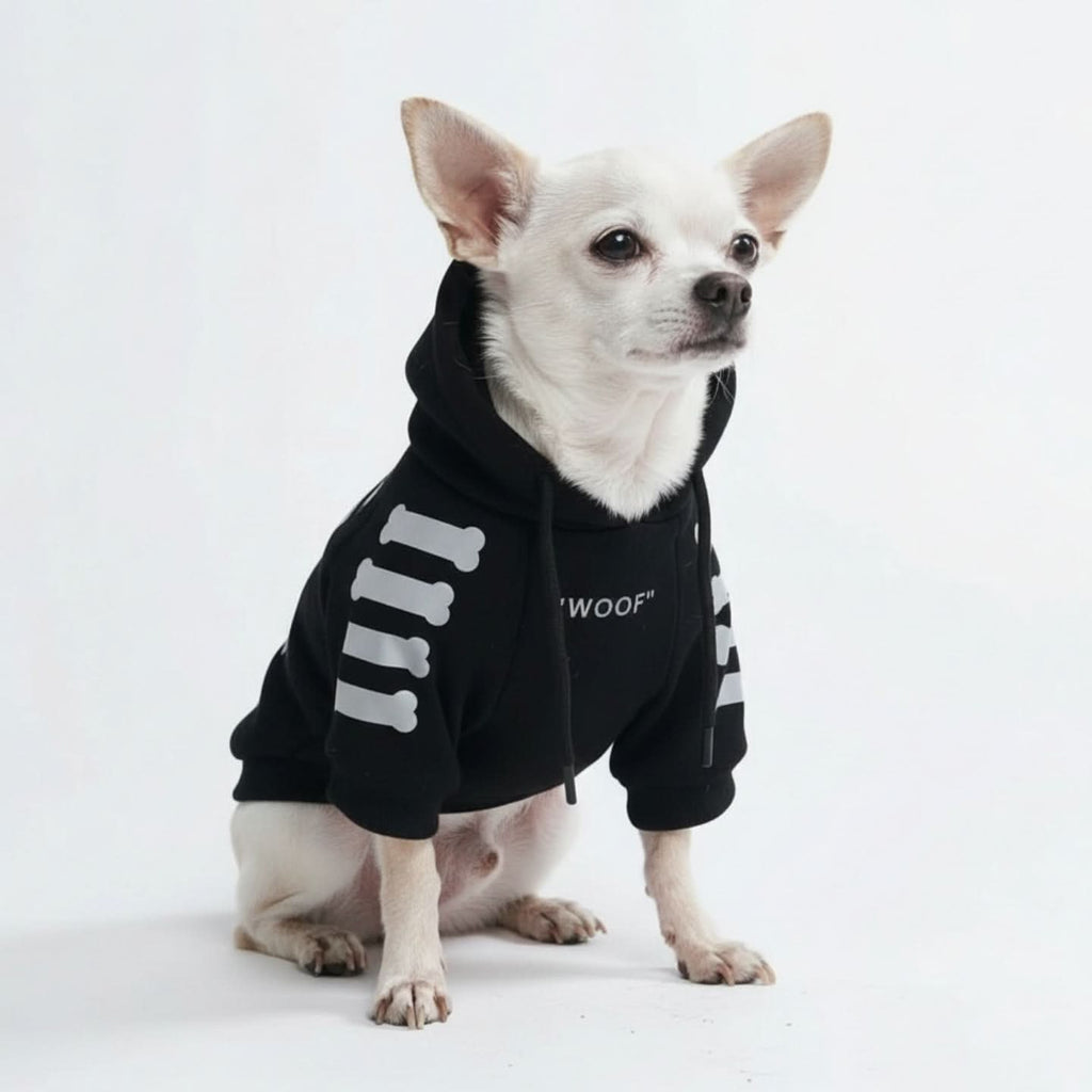Black Reflective Dog Hoodie with Fleece Lining and Leash Opening for Comfortable Cold-Weather Walks product image 5