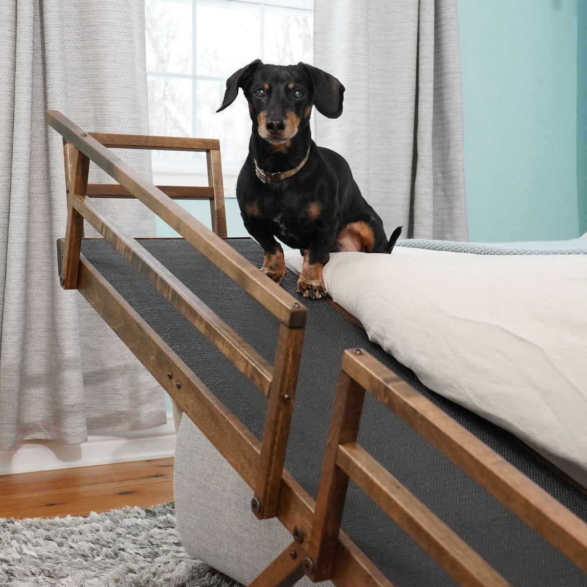 Adjustable Solid Maple Dog Ramp for Beds from 12 to 37 Inches High with Side Rails and Non-Slip Traction product image 6