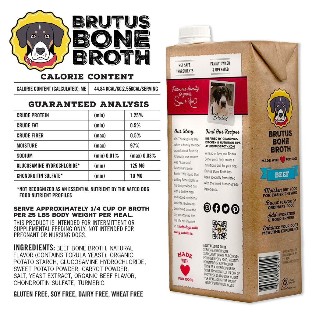 Beef Bone Broth Meal Topper for Dogs, All-Natural Superfood Support in Two-Pack or Six-Pack Sizes source image 6