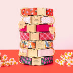 Garden Party Floral Cotton Dog Collar, Reinforced Webbing and Brass D-Ring in Four Adjustable Neck Sizes source image 6