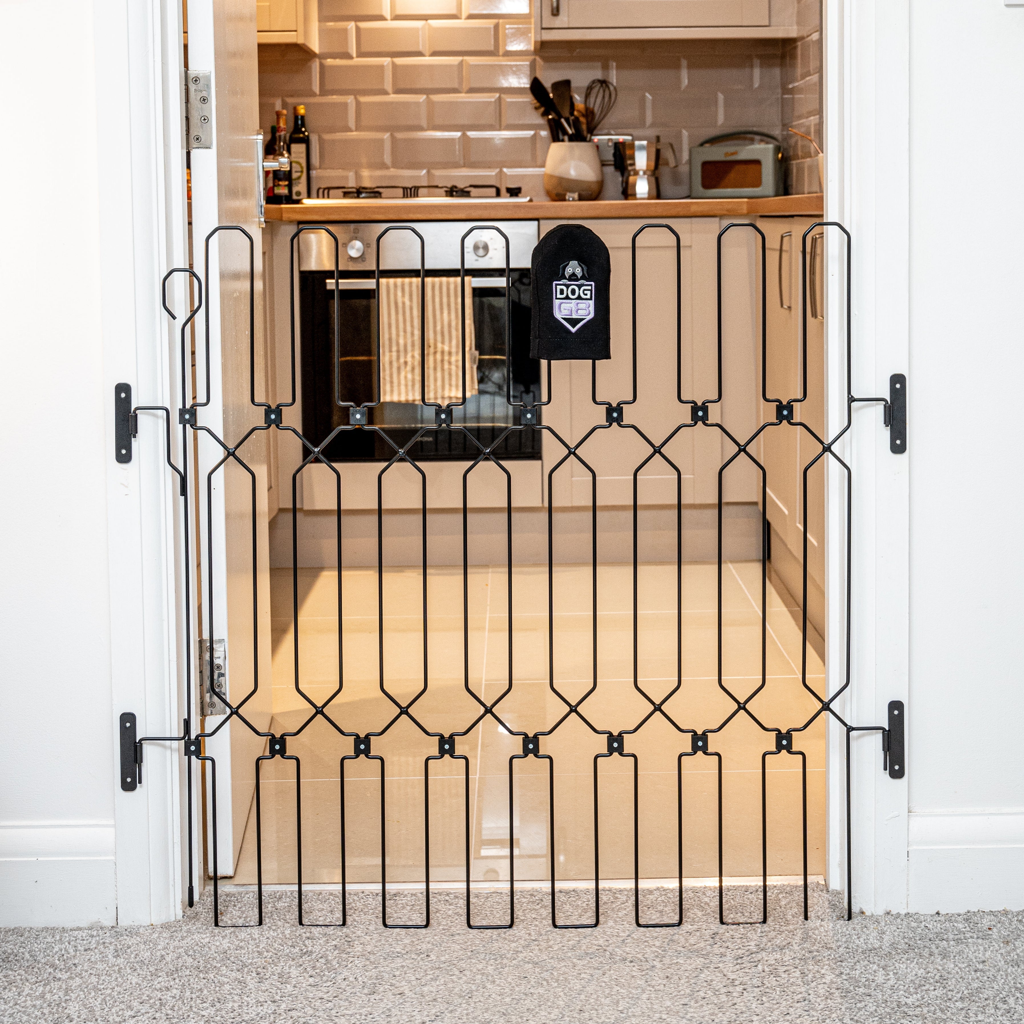 Adjustable Dog Safety Gate for Doorways and Stairs, Fold-Away Steel Design in Three Heights and Width Ranges source image 6