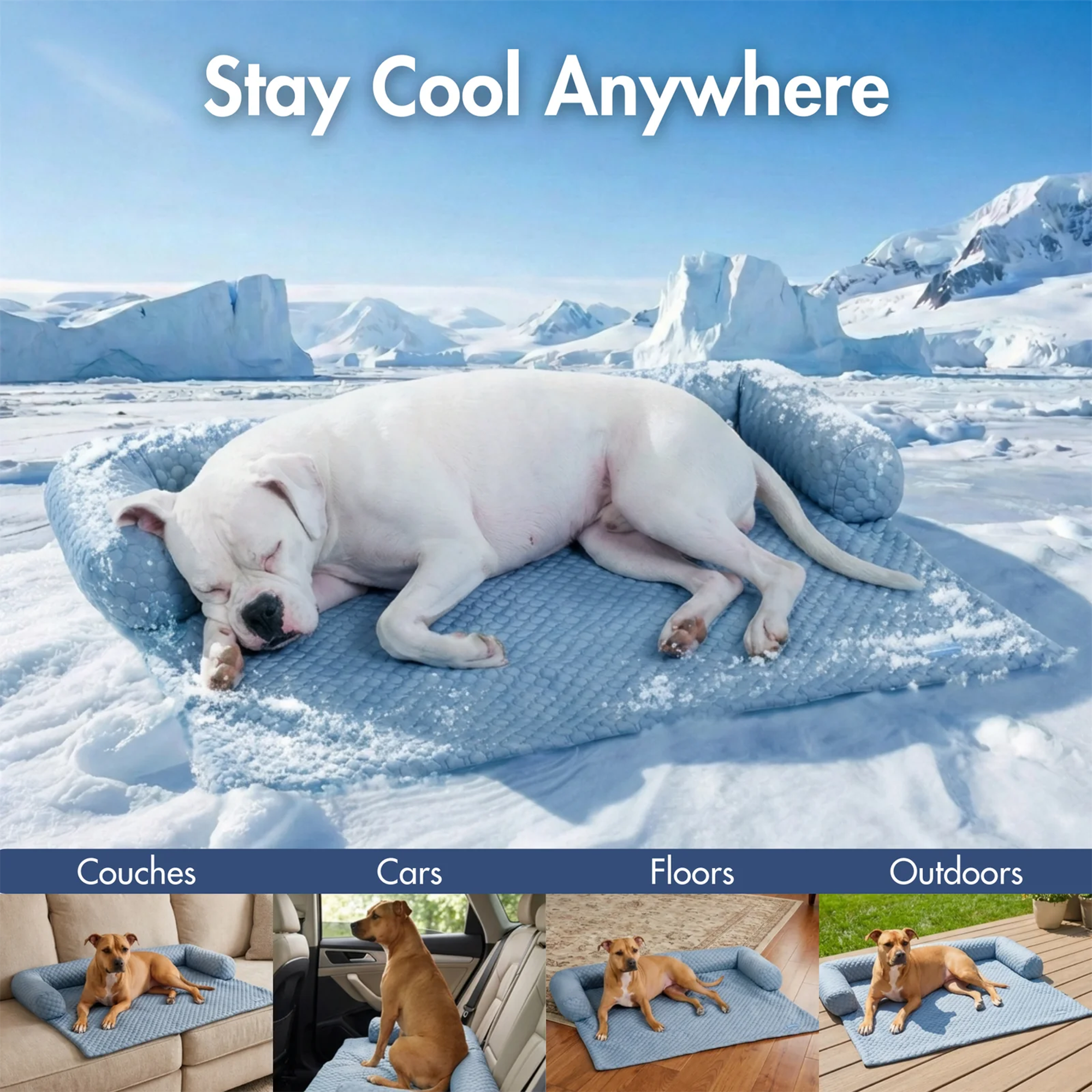 Cooling Dog Bed and Couch Cover Set, Breathable Washable Mat with Non-Slip Base in Multiple Sizes and Patterns source image 6