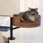 Desk-Mounted Cat Bed for Workspaces, Elevated Single or Double Nest in Walnut and White Oak Finishes source image 6