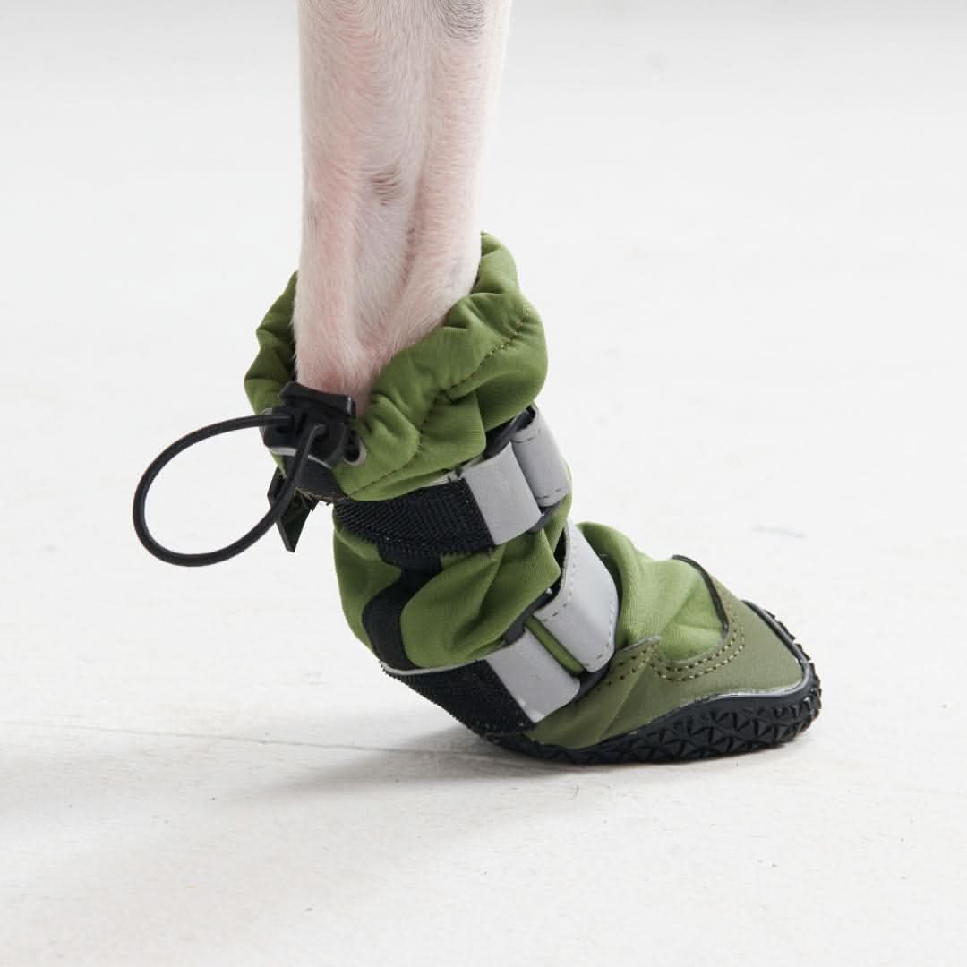 Green Waterproof Dog Rain Boots, Reflective Fleece-Lined Paw Protection for Snow, Salt and Mud source image 6