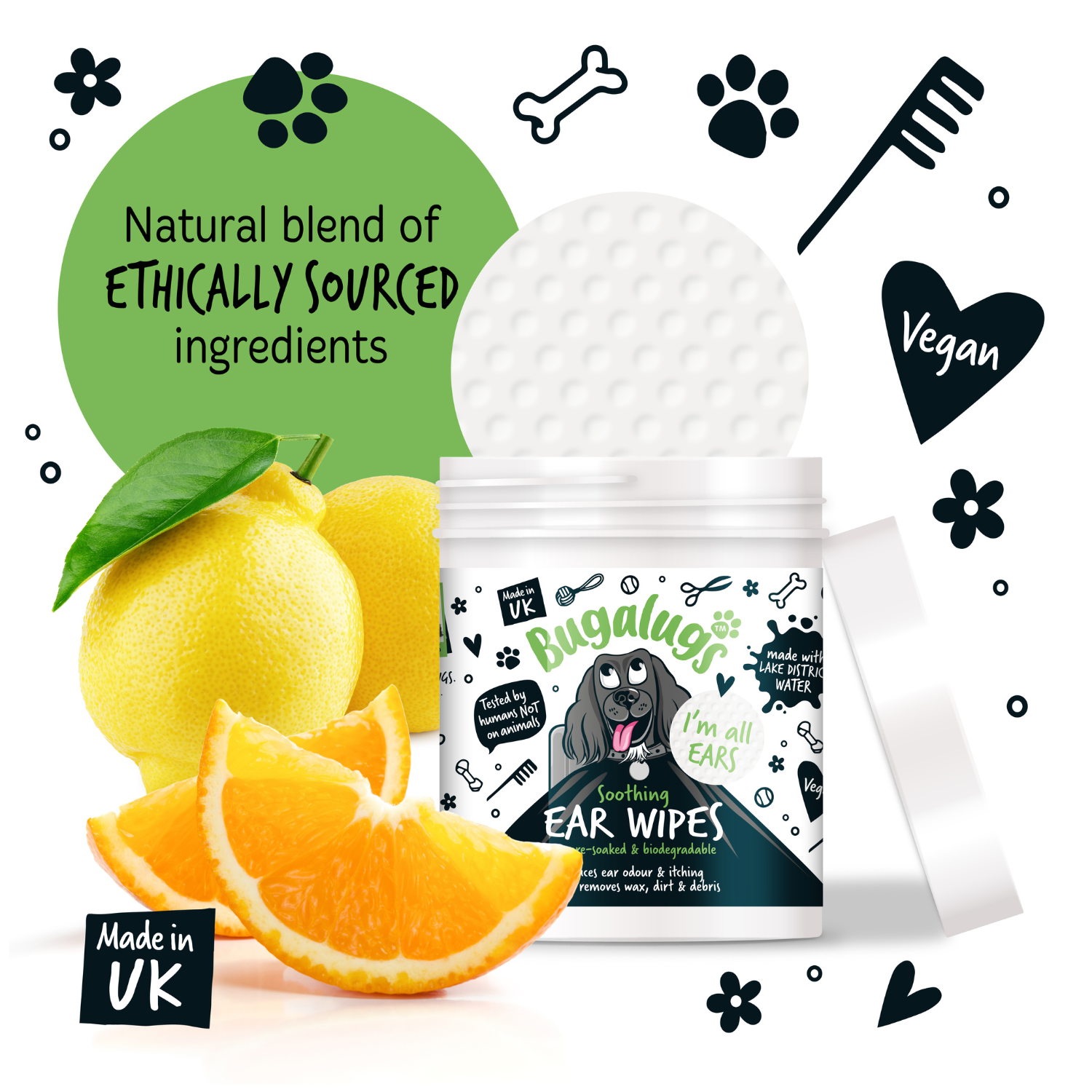 Biodegradable Dog Ear Wipes for Daily Cleaning, 100 Pre-Soaked Pads to Remove Dirt, Wax and Odor source image 6