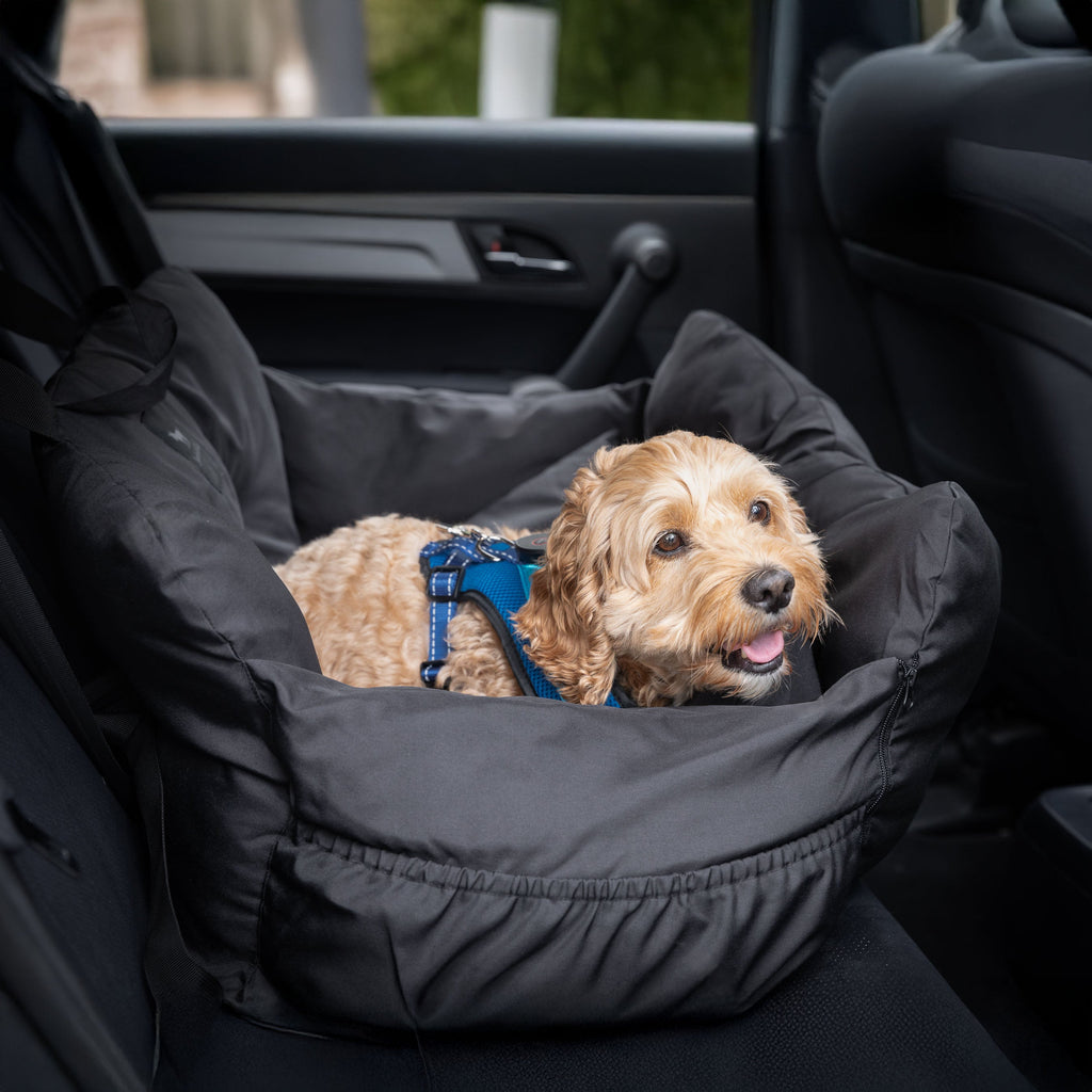 Pet Car Seat and Carrier for Dogs or Cats up to 25 lb, Water-Resistant Oxford Seat with Removable Cushion source image 6