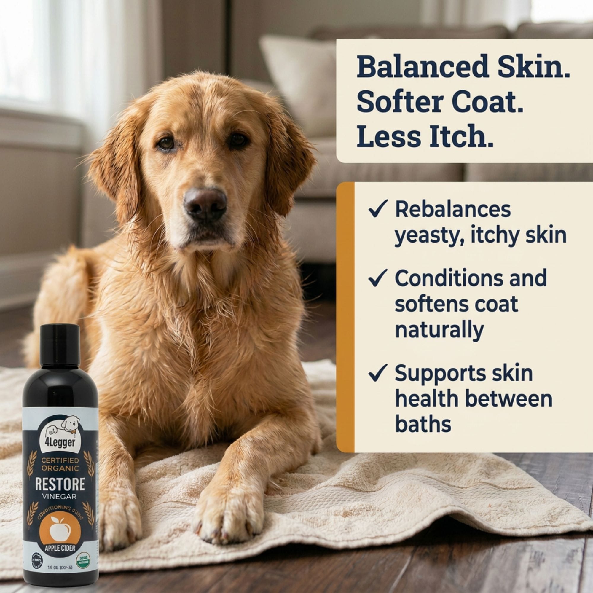 Organic Dog Conditioning Rinse with Apple Cider Vinegar, 8 oz or 16 oz for Coat Care Between Baths source image 6