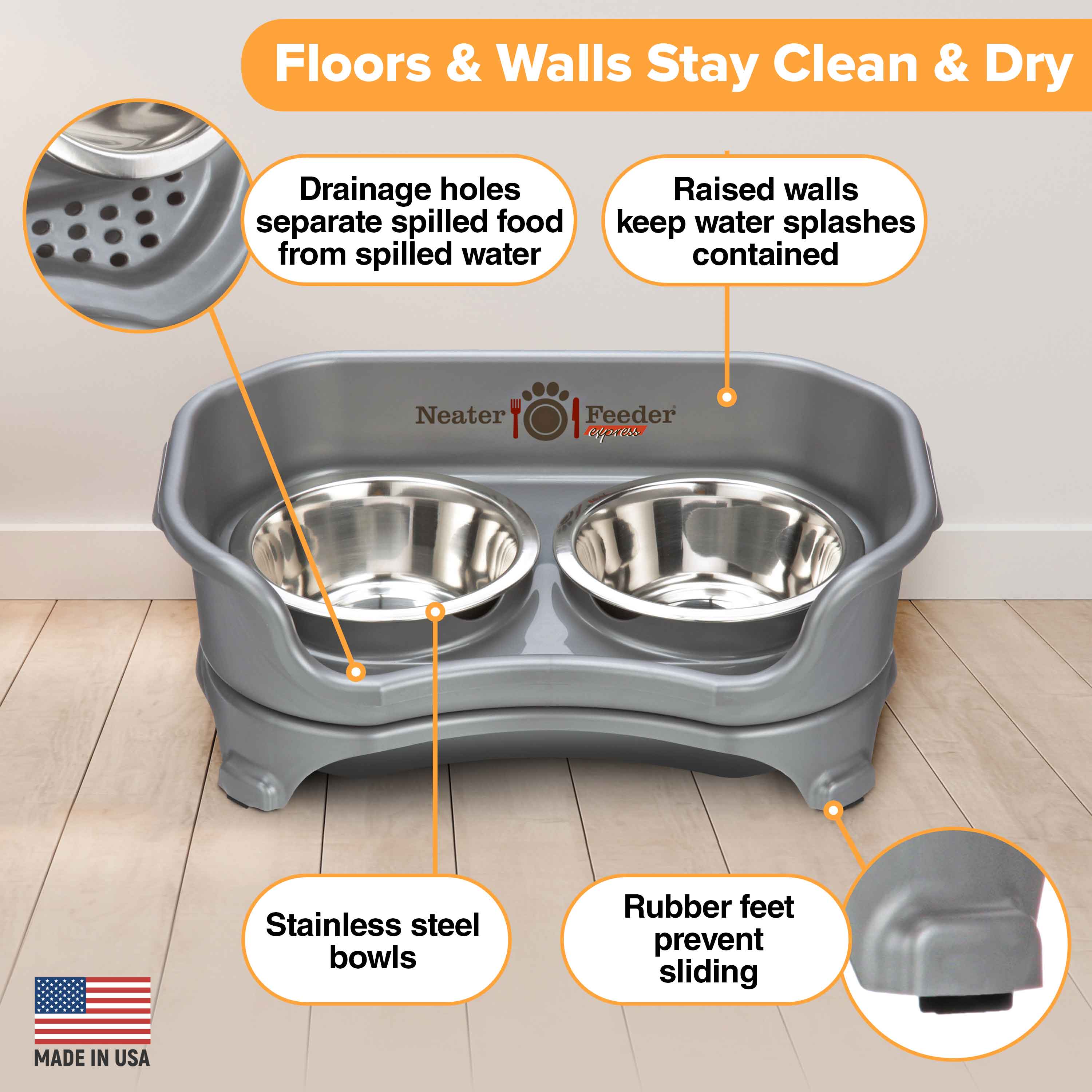 Elevated Mess-Proof Pet Feeding Station, Spill-Containment Design and Dishwasher-Safe Stainless Steel Bowls source image 6