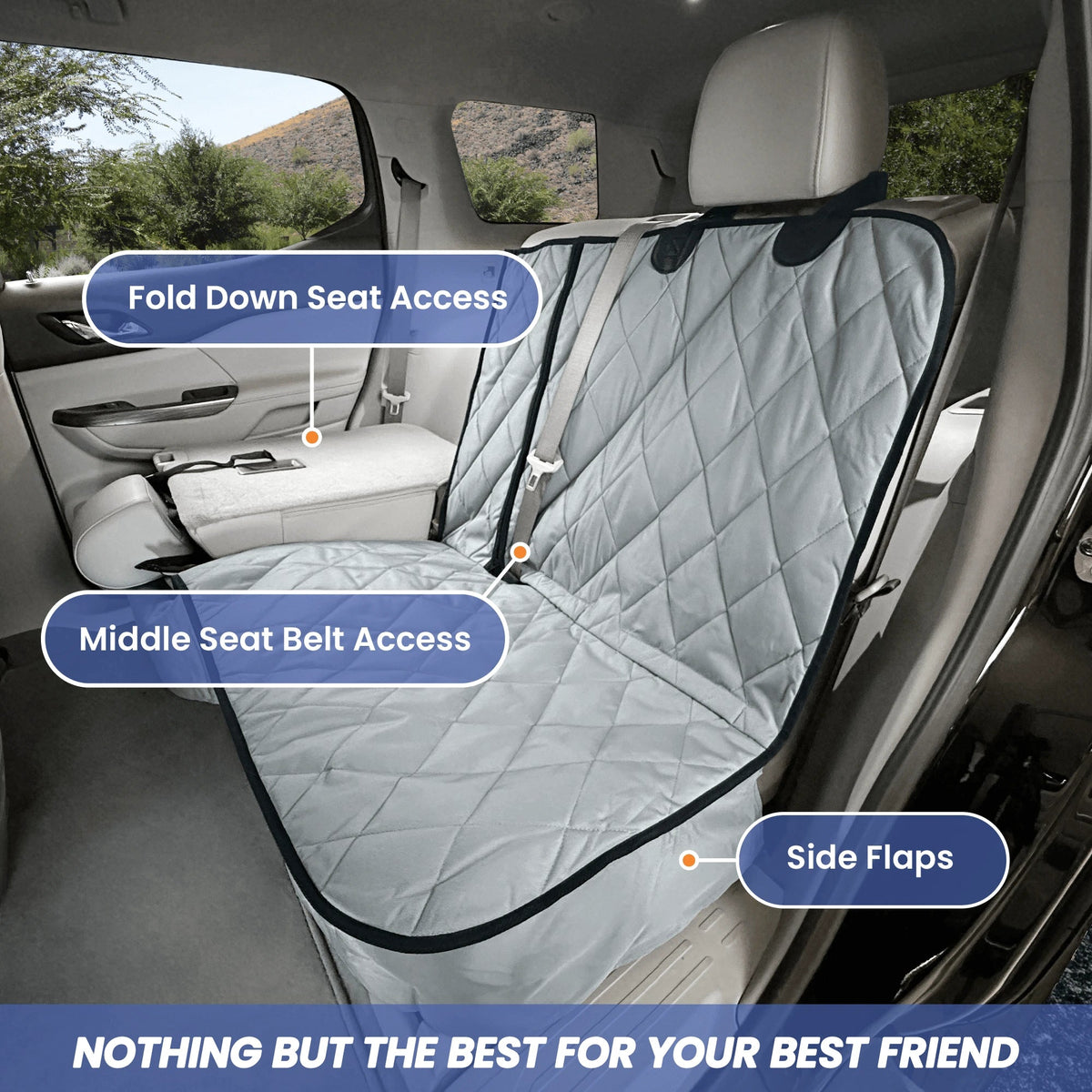Split Rear Seat Dog Cover for Fold-Down Seats, 54-Inch Waterproof Non-Slip Protector in Four Colors source image 6