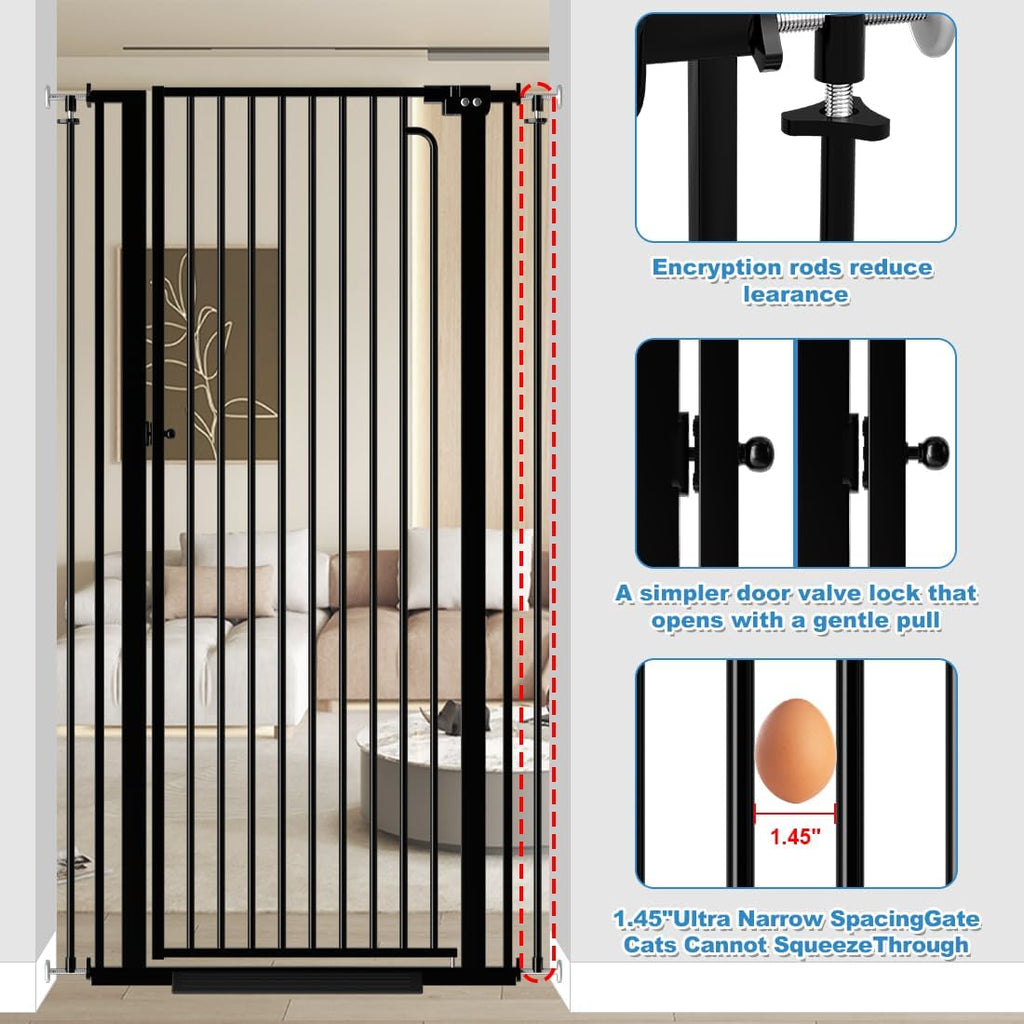Extra Tall Walk-Through Pet Gate, 57-Inch Pressure-Mounted Steel Barrier in Six Width Ranges source image 6