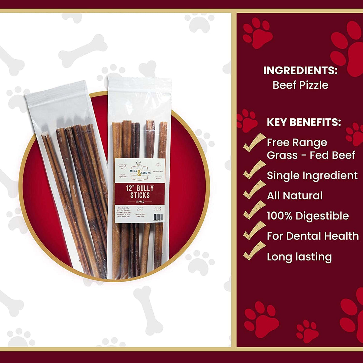 Smoked Bully Sticks for Dogs, 10 to 12 Inch American Beef Chews in 5, 10 and 20 Count Packs source image 6