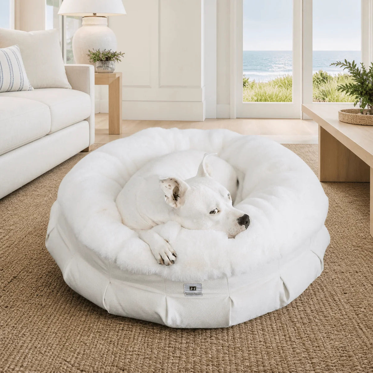 Orthopedic Bolster Dog Bed in Plush Faux Fur, Cocoon Shape and Five Sizes for Supportive Indoor Rest source image 6