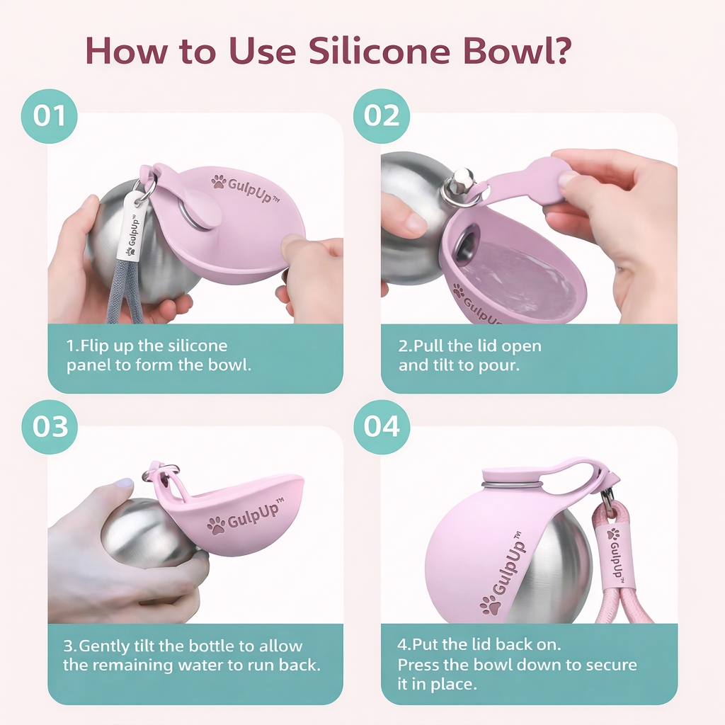 Portable Dog Water Bottle and Snack Bowl, Leak-Proof Clip-On Design for Hands-Free Walks and Travel source image 7