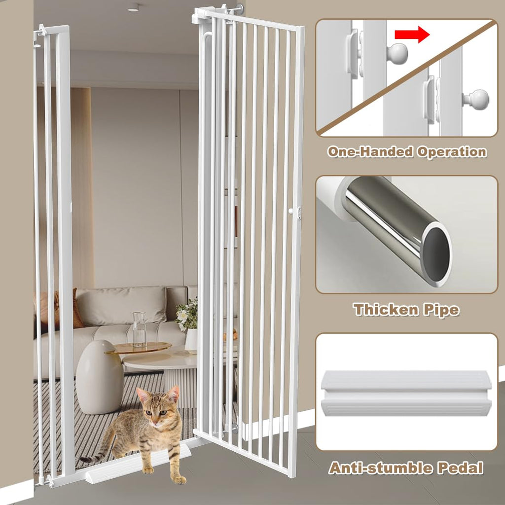 Extra Tall Walk-Through Pet Gate, 57-Inch Pressure-Mounted Steel Barrier in Six Width Ranges source image 7