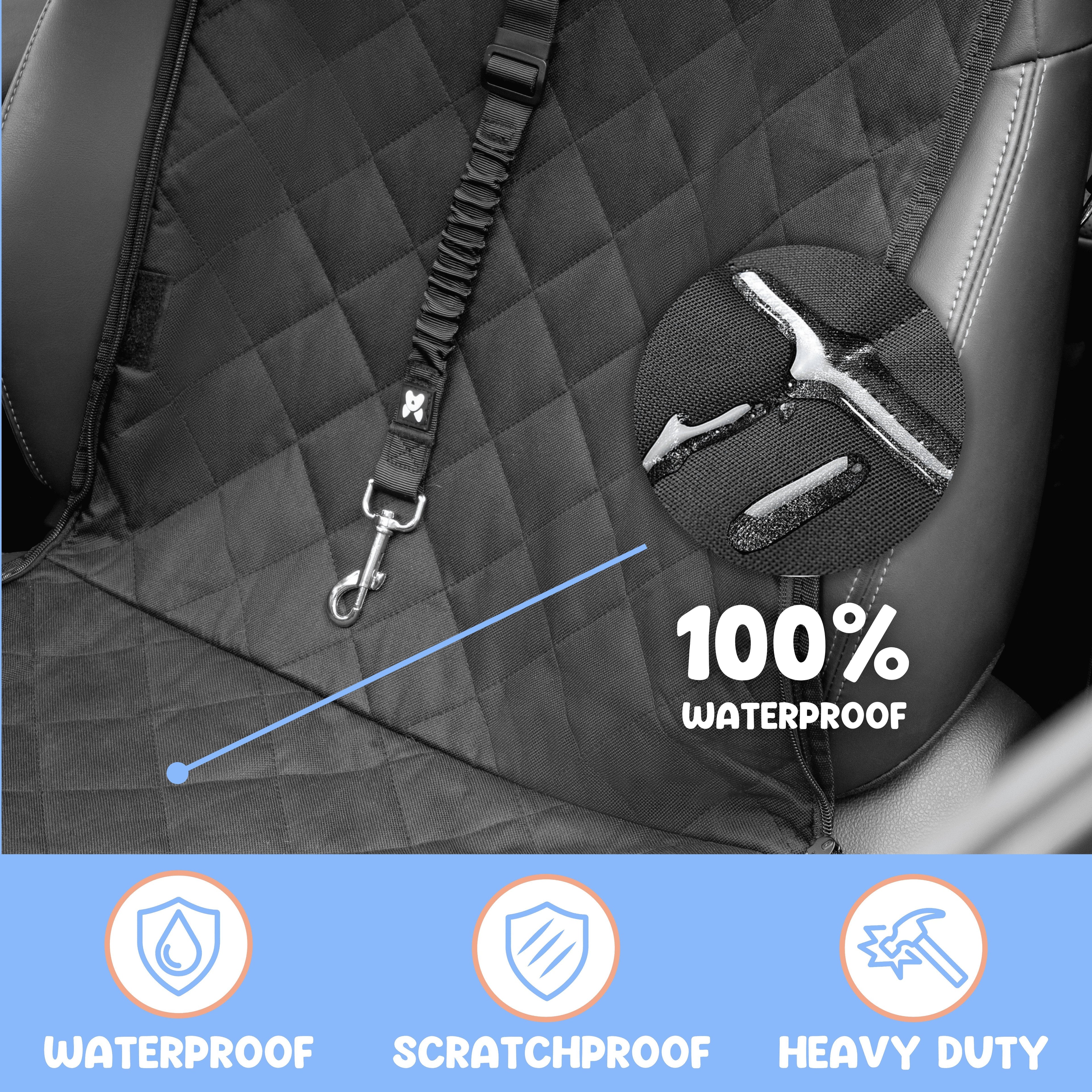 Waterproof Dog Car Seat Cover for Sedans, SUVs and Utes, Four-Way Layout for Left or Right Drive source image 7